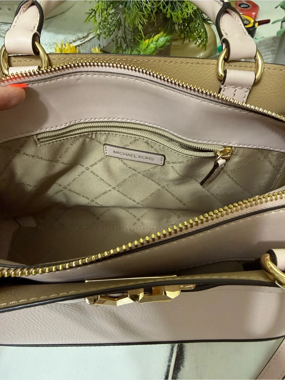 Michael Kors Hamilton Legacy Blush Pink Pebbled Leather Satchel Crossbody